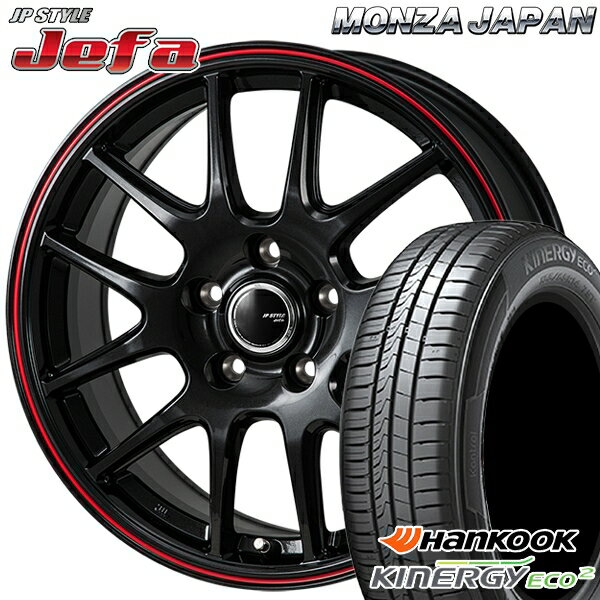 【取付対象】185/65R15 88T ハンコック KlnERGy ECO2 K435 モンツァ JPスタイル ジェファ パールブラック/レッドライン 15インチ 6.0J 5H100 サマータイヤホイールセット