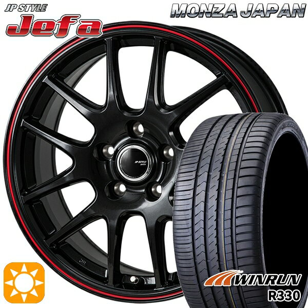 【18日限定!ダイヤモンド会員限定P13倍!】 リーフ アクセラ 205/55R16 91V ウィンラン R330 モンツァ JPスタイル ジェファ パールブラック/レッドライン 16インチ 6.5J 5H114.3 サマータイヤホイールセット