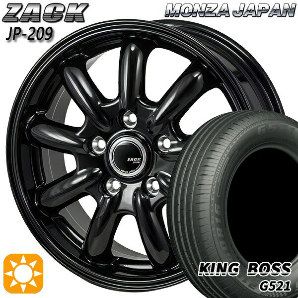 【取付対象】195/65R15 91H キングボス G521 モンツァ ザック JP209 グロスブラック 15インチ 6.0J 5H114.3 サマータイヤホイールセット