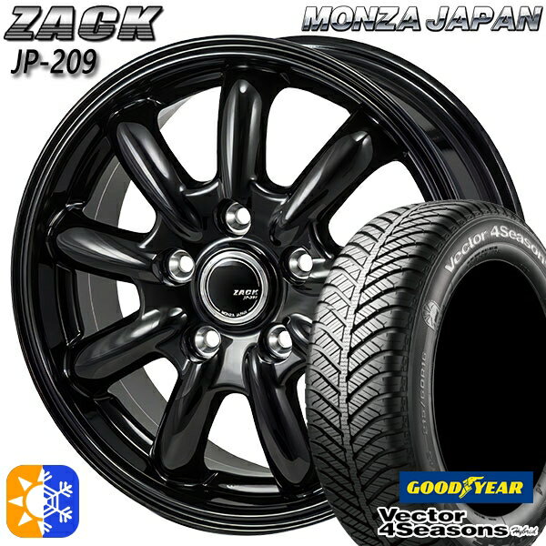 アクセラ アテンザ 215/45R18 89H グッドイヤー ベクター フォーシーズンズ モンツァ ザック JP209 18インチ 7.5J 5H114.3 グロスブラック オールシーズンタイヤホイールセット