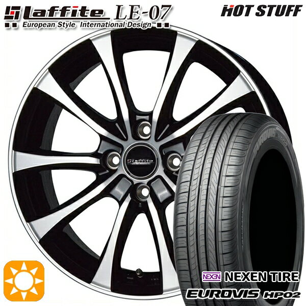 【18日限定!ダイヤモンド会員限定P13倍!】 155/70R13 ネクセン ロードストーン ユーロビズ HP02 HotStuff ラフィット LE-07 ブラックポリッシュ 13インチ 4.0J 4H100 サマータイヤホイールセット