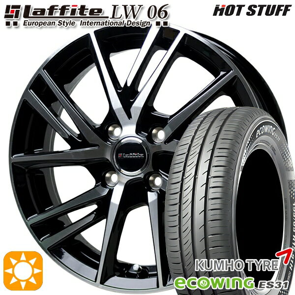 【取付対象】フィット アクア 175/65R15 84H クムホ エコウィング ES31 HotStuff ラフィット LW06-2 BK/P 15インチ 5.5J 4H100 サマータイヤホイールセット