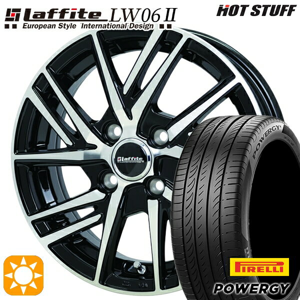 【取付対象】フィット アクア 185/60R15 84H ピレリ パワジー HotStuff ラフィット LW06-2 BK/P 15インチ 5.5J 4H100 サマータイヤホイールセット