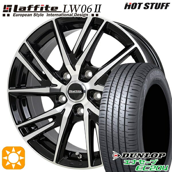 【取付対象】プリウスα ストリーム 205/60R16 92H ダンロップ エナセーブ EC204 HotStuff ラフィット LW06-2 BK/P 16インチ 6.5J 5H114.3 サマータイヤホイールセット