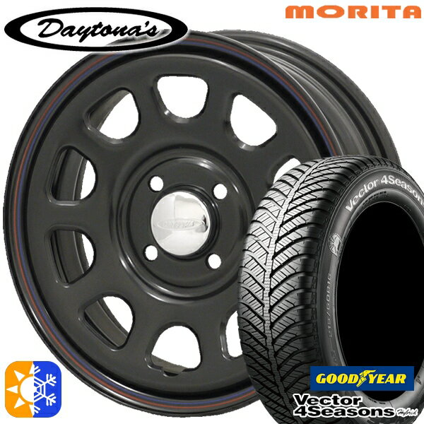 165/50R15 73H グッドイヤー ベクター フォーシーズンズ MRT デイトナS ブラック(レッド/ブルーライン) 15インチ 5.0J 4H100 オールシーズンタイヤホイールセット 1