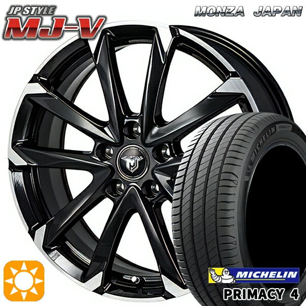 【取付対象】205/60R16 96W XL ミシュラン プライマシー4 モンツァ JPスタイル MJ-V ブラックメタリック/ポリッシュ 16インチ 6.5J 5H114.3 サマータイヤホイールセット