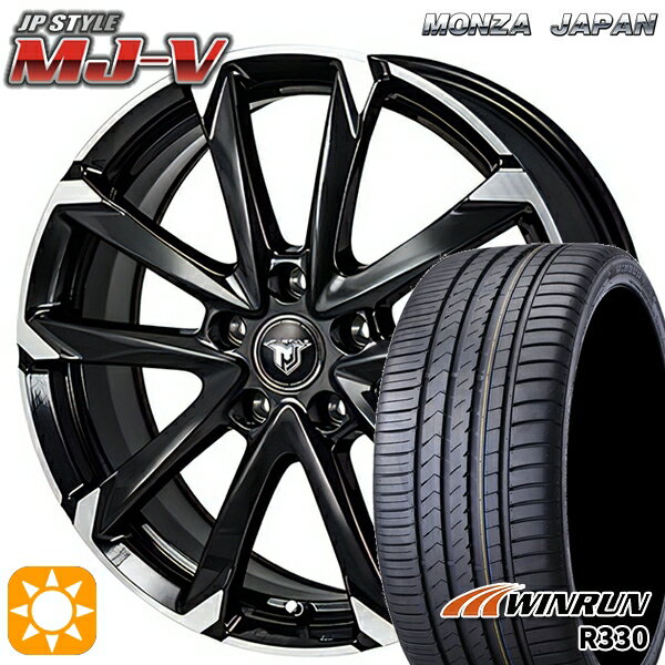 【18日限定!ダイヤモンド会員限定P13倍!】 リーフ アクセラ 205/55R16 91V ウィンラン R330 モンツァ JPスタイル MJ-V ブラックメタリック/ポリッシュ 16インチ 6.5J 5H114.3 サマータイヤホイールセット