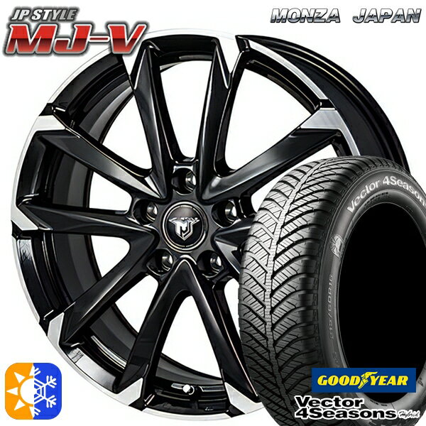 225/40R18 92H XL グッドイヤー ベクター フォーシーズンズ モンツァ JPスタイル MJ-V ブラックメタリック/ポリッシュ 18インチ 7.5J 5H114.3 オールシーズンタイヤホイールセット