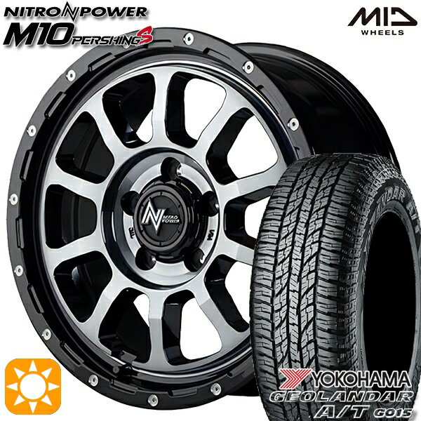 【取付対象】ヴェゼル オデッセイ 215/60R16 95H ヨコハマ ジオランダーA/T G015 MID ナイトロパワー M10パーシングS ブラック/DCマシニング/ブラッククリア 16インチ 7.0J 5H114.3 サマータイヤホイールセット