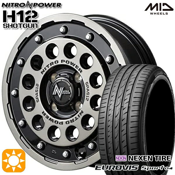 【取付対象】165/60R14 75H ロードストーン ユーロビズ Sport 04 MID ナイトロパワー H12ショットガン ブラッククリア/マシニング 14インチ 4.5J 4H100 サマータイヤホイールセット