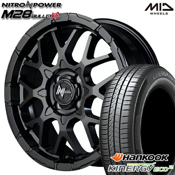 5/15ポイント5倍★165/50R15 72V ハンコック KlnERGy ECO2 K435 MID ナイトロパワー M28バレットKC セミグロスブラック 15インチ 5.0J 4H100 サマータイヤホイールセット