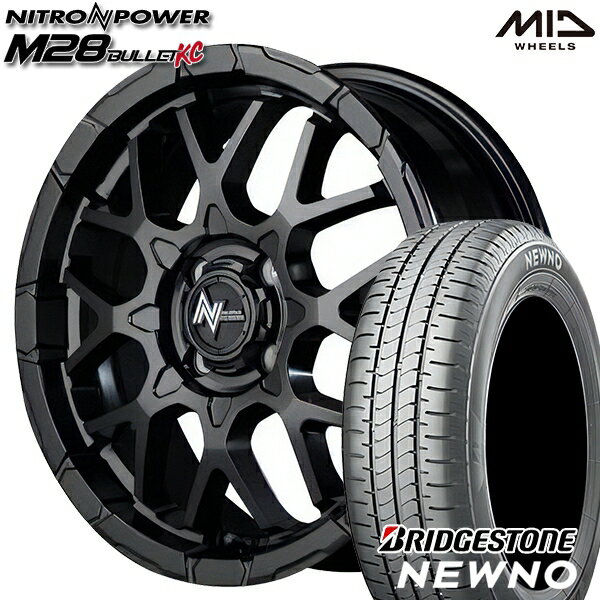 【18日限定!ダイヤモンド会員限定P13倍!】 195/45R16 84V ブリヂストン ニューノ MID ナイトロパワー M28バレットKC セミグロスブラック 16インチ 6.0J 4H100 サマータイヤホイールセット