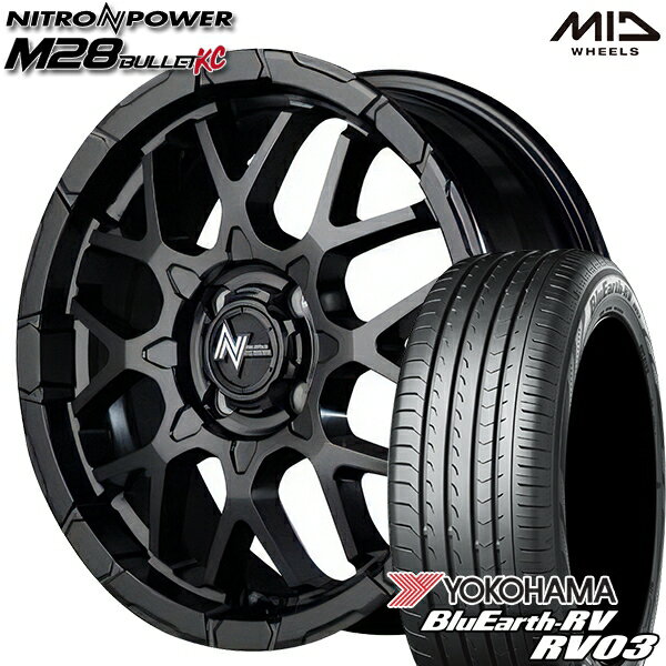【取付対象】165/60R15 77H ヨコハマ ブルーアース RV03 MID ナイトロパワー M28バレットKC セミグロスブラック 15インチ 5.0J 4H100 サマータイヤホイールセット