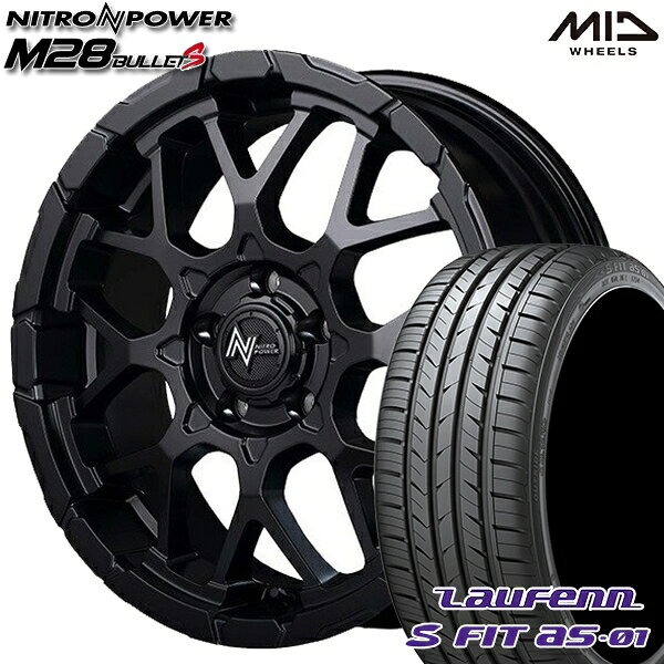 【取付対象】225/40R18 92W XL ラウフェン S FIT aS-01 LH02 MID ナイトロパワー M28バレットS セミグロスブラック 18インチ 7.0J 5H114.3 サマータイヤホイールセット