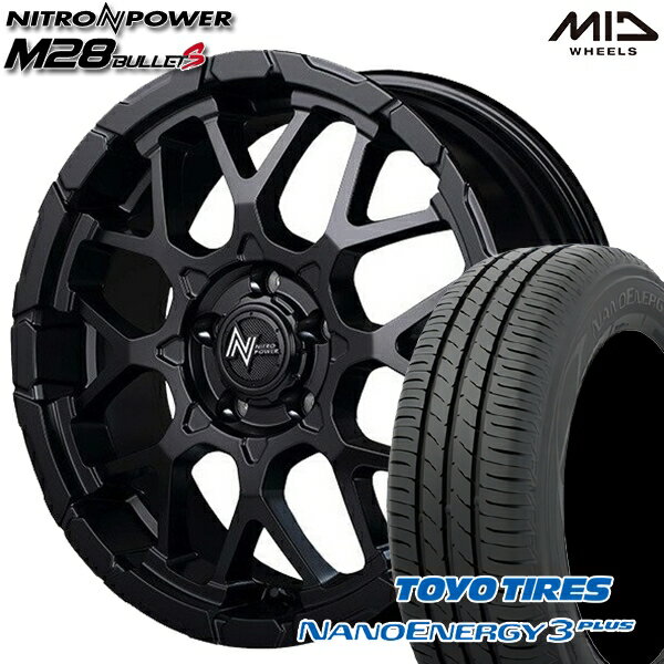 【取付対象】225/50R18 95W トーヨー ナノエナジー3プラス MID ナイトロパワー M28バレットS セミグロスブラック 18インチ 7.0J 5H114.3 サマータイヤホイールセット