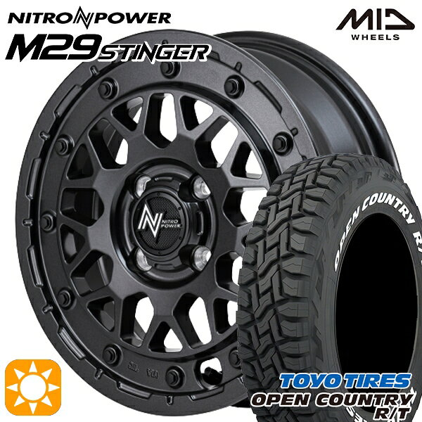 【取付対象】155/65R14 75Q WL トーヨー オープンカントリー R/T ホワイトレター MID ナイトロパワー M29 スティンガー バレルブラック 14インチ 4.5J 4H100 サマータイヤホイールセット
