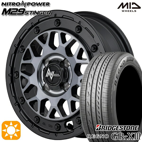 【取付対象】155/65R14 75H ブリヂストン レグノ GR-X3 MID ナイトロパワー M29 スティンガー セミグロスブラッククリア 14インチ 4.5J 4H100 サマータイヤホイールセット