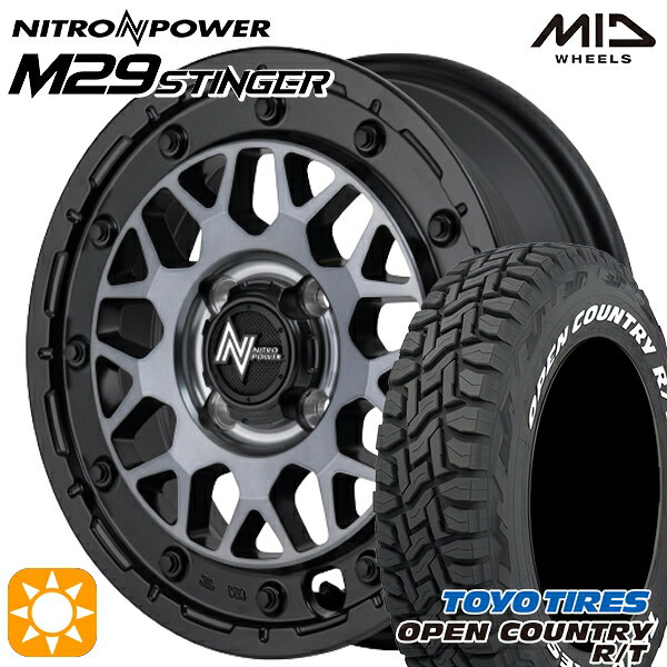 【取付対象】155/65R14 75Q WL トーヨー オープンカントリー R/T ホワイトレター MID ナイトロパワー M29 スティンガー セミグロスブラッククリア 14インチ 4.5J 4H100 サマータイヤホイールセット