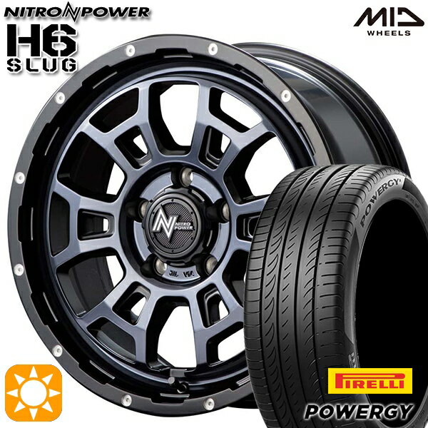【取付対象】215/60R16 95H ピレリ パワジー MID ナイトロパワー H6スラッグ ブラッククリア 16インチ 7.0J 5H114.3 サマータイヤホイールセット