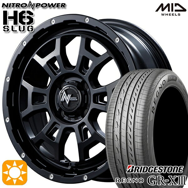 【取付対象】アクア クロスビー 185/55R16 83V ブリヂストン レグノ GR-X3 MID ナイトロパワー H6スラッグ セミグロスブラック 16インチ 6.0J 4H100 サマータイヤホイールセット