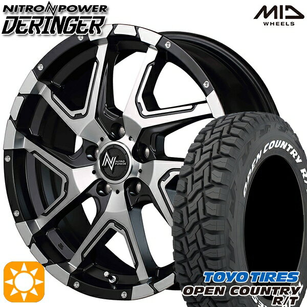 【取付対象】215/65R16C 109/107Q トーヨー オープンカントリー R/T ホワイトレター MID ナイトロパワー デリンジャー セミグロスブラックポリッシュ/フランジピアスドリルド 16インチ 7.0J 5H114.3 サマータイヤホイールセット