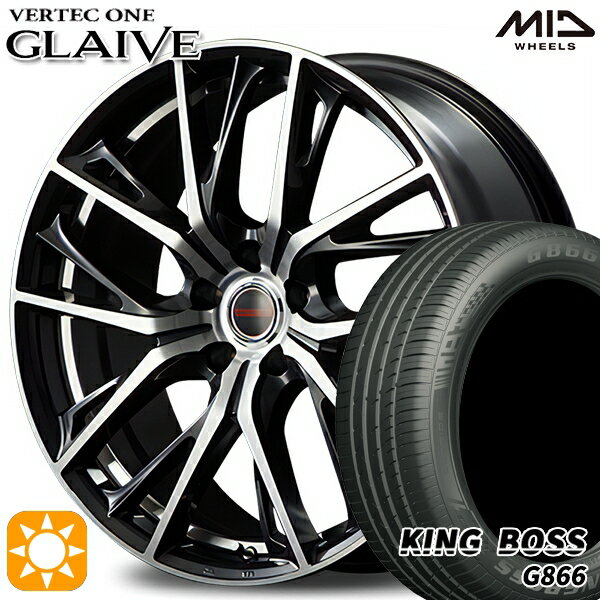 【18日限定!ダイヤモンド会員限定P13倍!】 215/45R18 93W XL キングボス G866 MID ヴァーテックワン グレイブ ダイヤモンドブラックポリッシュ/アンダーカットDC 18インチ 7.0J 5H114.3 サマータイヤホイールセット