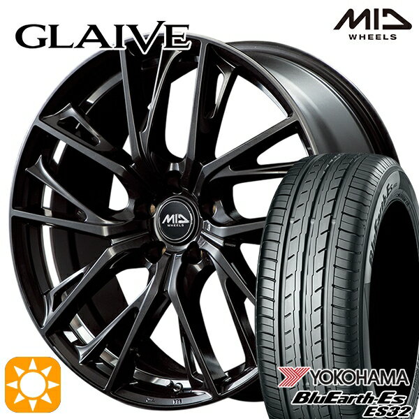 【取付対象】225/45R18 95W XL ヨコハマ ブルーアース ES32 MID ヴァーテックワン グレイブ ダイヤモンドBK/リムエッジ&アンダーカットDC 18インチ 7.0J 5H114.3 サマータイヤホイールセット