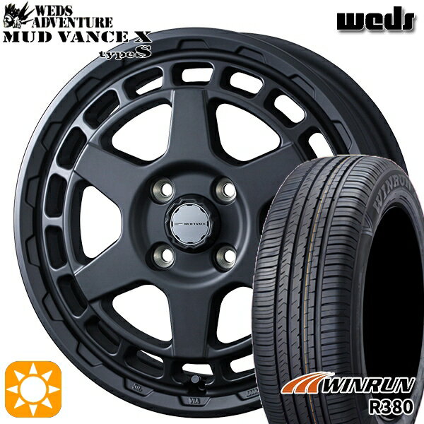 【取付対象】エブリィワゴン 165/60R14 75H ウィンラン R380 Weds マッドヴァンス X タイプS フルマットブラック 14インチ 4.5J 4H100 サマータイヤホイールセット
