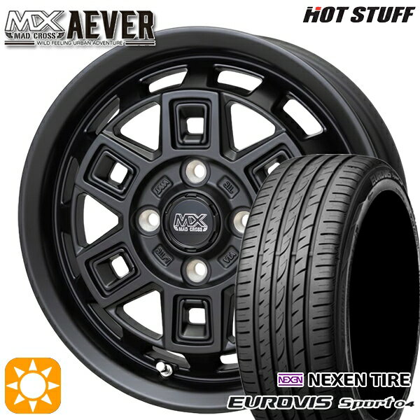 【取付対象】エブリィワゴン 165/60R14 75H ロードストーン ユーロビズ Sport 04 ホットスタッフ マッドクロスアイヴァー MTBK 14インチ 4.5J 4H100+45 サマータイヤホイールセット