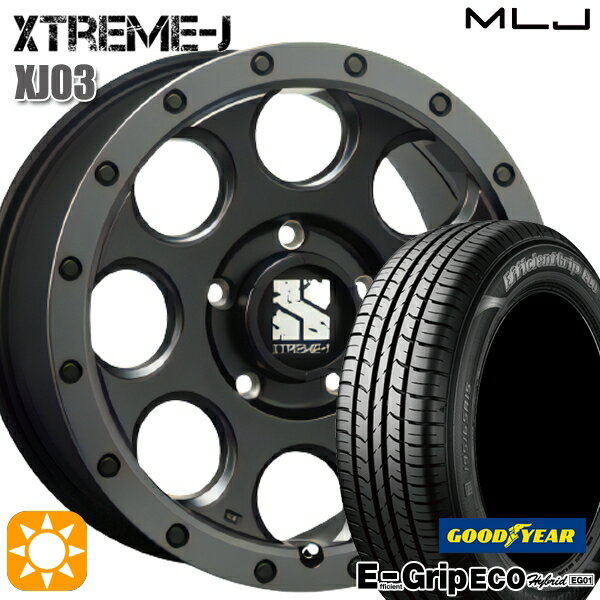 【取付対象】エスティマ ヤリスクロス 215/60R16 95H グッドイヤー エフィシェントグリップ エコ EG01 MLJ エクストリームJ XJ03 フラットブラック/スモークフランジ 16インチ 7.0J 5H114.3 サマータイヤホイールセット