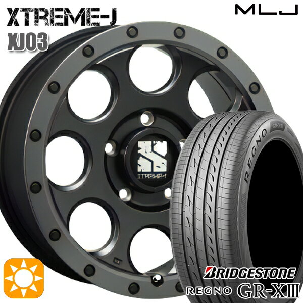 【取付対象】エスティマ ヤリスクロス 215/60R16 95V ブリヂストン レグノ GR-X3 MLJ エクストリームJ XJ03 フラットブラック/スモークフランジ 16インチ 7.0J 5H114.3 サマータイヤホイールセット