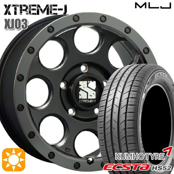 【取付対象】215/60R17 100V XL クムホ エクスタ HS52 MLJ エクストリームJ XJ03 フラットブラック/スモークフランジ 17インチ 7.5J 5H114.3 サマータイヤホイールセット