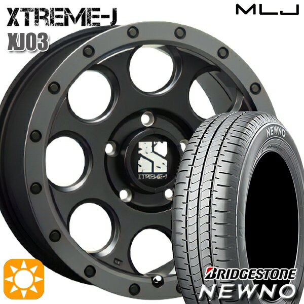 【取付対象】215/65R16 98H ブリヂストン ニューノ MLJ エクストリームJ XJ03 フラットブラック/スモークフランジ 16インチ 7.0J 5H114.3 サマータイヤホイールセット