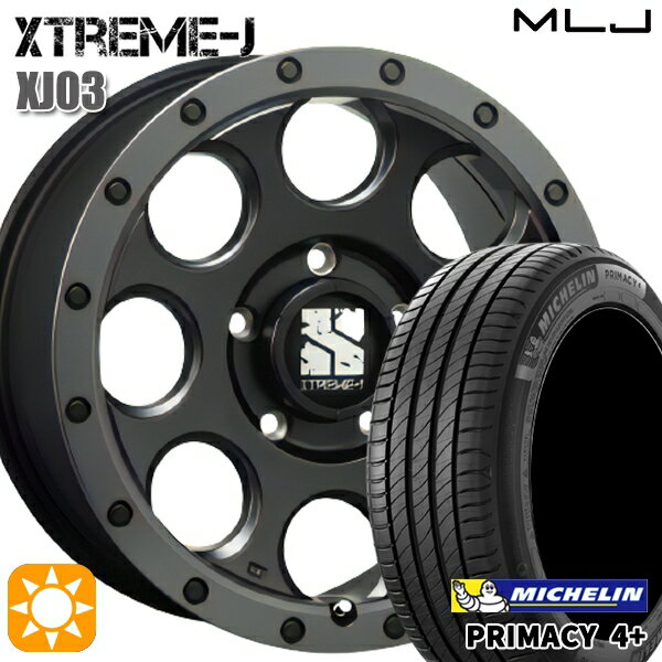 【取付対象】225/60R17 99V ミシュラン プライマシー4プラス MLJ エクストリームJ XJ03 フラットブラック/スモークフランジ 17インチ 7.5J 5H114.3 サマータイヤホイールセット