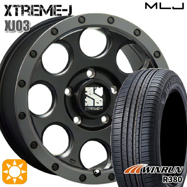 【取付対象】エスティマ ヤリスクロス 215/60R16 95H ウィンラン R380 MLJ エクストリームJ XJ03 フラットブラック/スモークフランジ 16インチ 7.0J 5H114.3 サマータイヤホイールセット