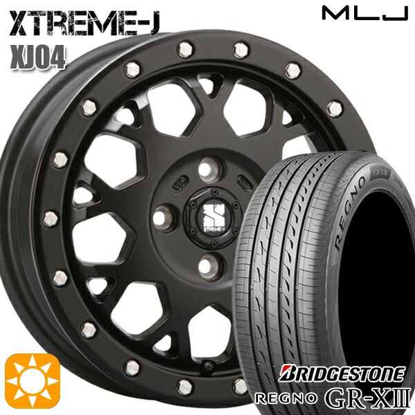 【取付対象】155/65R14 75H ブリヂストン レグノ GR-X3 MLJ エクストリームJ XJ04 サテンブラック 14インチ 4.5J 4H100 サマータイヤホイールセット