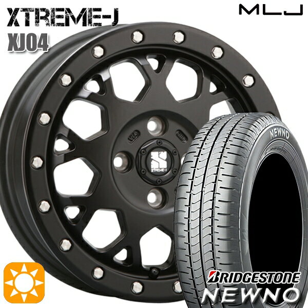 【取付対象】165/55R15 75V ブリヂストン ニューノ MLJ エクストリームJ XJ04 サテンブラック 15インチ 4.5J 4H100 サマータイヤホイールセット