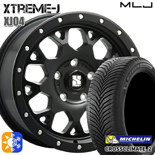 215/60R17 100V XL ミシュラン クロスクライメート2 MLJ エクストリームJ XJ04 サテンブラック 17インチ 7.0J 5H114.3 オールシーズンタイヤホイールセット