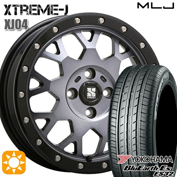 【取付対象】エブリィワゴン 165/60R14 75T ヨコハマ ブルーアース ES32 MLJ エクストリームJ XJ04 グロスブラックマシーン/スモーククリア 14インチ 4.5J 4H100 サマータイヤホイールセット