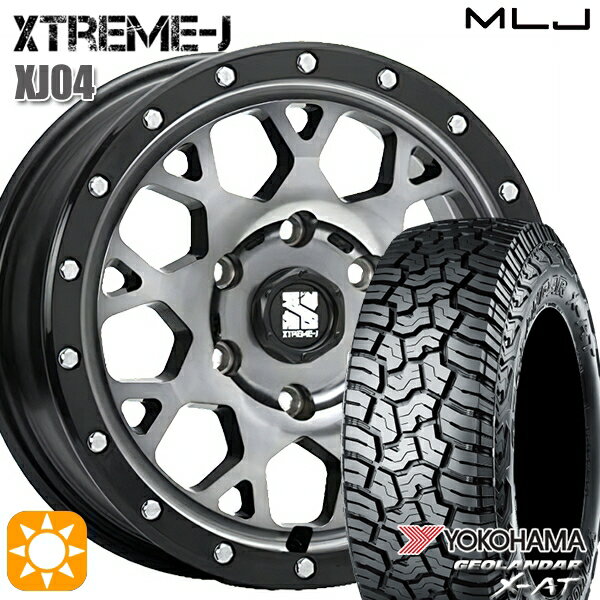 【取付対象】200系ハイエース LT215/70R16 100/97Q ヨコハマ ジオランダー X-AT G016 MLJ エクストリームJ XJ04 グロスブラックマシーン/スモーククリア 16インチ 6.5J 6H139.7 サマータイヤホイールセット