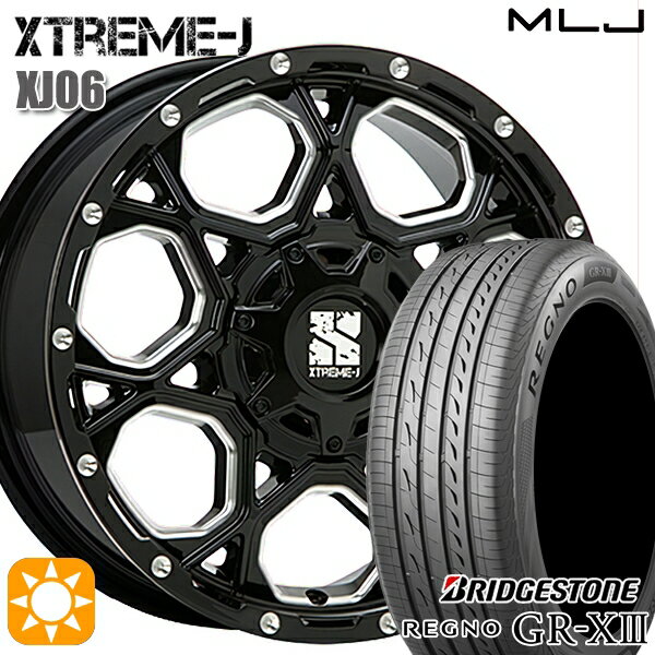 【取付対象】50プリウス インプレッサ 215/45R17 91W XL ブリヂストン レグノ GR-X3 MLJ エクストリームJ XJ06 グロスブラックミルド 17インチ 7.0J 5H100 サマータイヤホイールセット