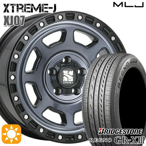 【取付対象】エスティマ ヤリスクロス 215/60R16 95V ブリヂストン レグノ GR-X3 MLJ エクストリームJ XJ07 グロスブラック マシンインディゴ 16インチ 7.0J 5H114.3 サマータイヤホイールセット