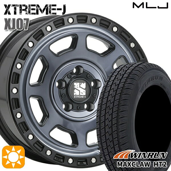 【取付対象】225/65R17 102H ウィンラン マックスクロウ HT2 MLJ エクストリームJ XJ07 グロスブラック マシンインディゴ 17インチ 8.0J 5H114.3 サマータイヤホイールセット