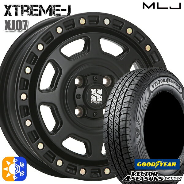 軽トラ 145/80R12 80/78N ベクター フォーシーズンズ カーゴ MLJ エクストリームJ XJ07 12インチ 4.0J 4H100 サテンブラック オールシーズンタイヤホイールセット 1