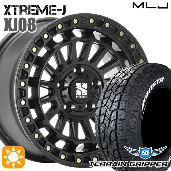 【取付対象】JEEPラングラー 285/70R17 121/118R LT モンスタ テレーングリッパー MLJ エクストリームJ XJ08 サテンブラック 17インチ 7.5J 5H127+40 サマータイヤホイールセット