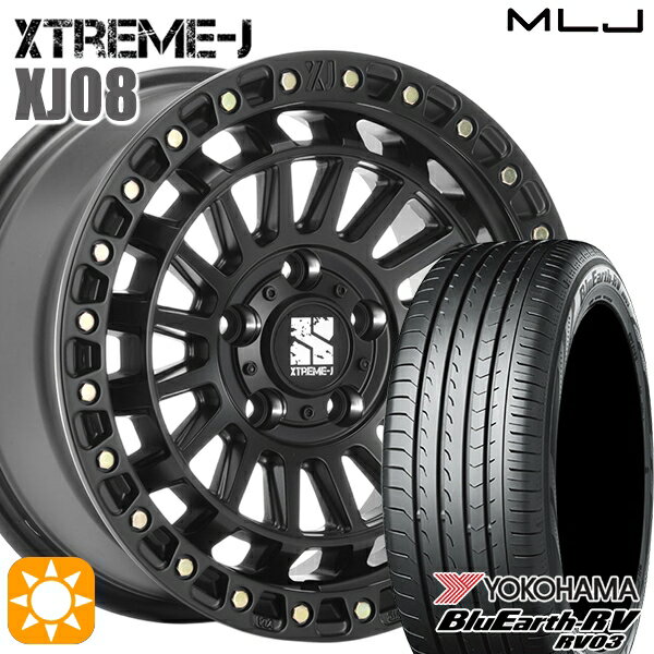 【取付対象】ヤリスクロス 205/65R16 95H ヨコハマ ブルーアース RV03 MLJ エクストリームJ XJ08 サテンブラック 16インチ 7.0J 5H114.3 サマータイヤホイールセット