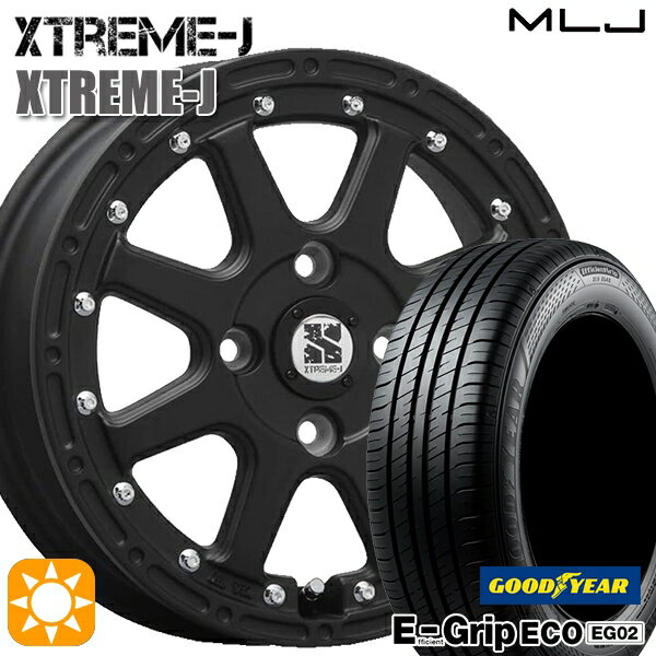 【取付対象】165/65R14 79S グッドイヤー エフィシェントグリップ EG02 MLJ エクストリームJ フラットブラック 14インチ 4.5J 4H100 サマータイヤホイールセット