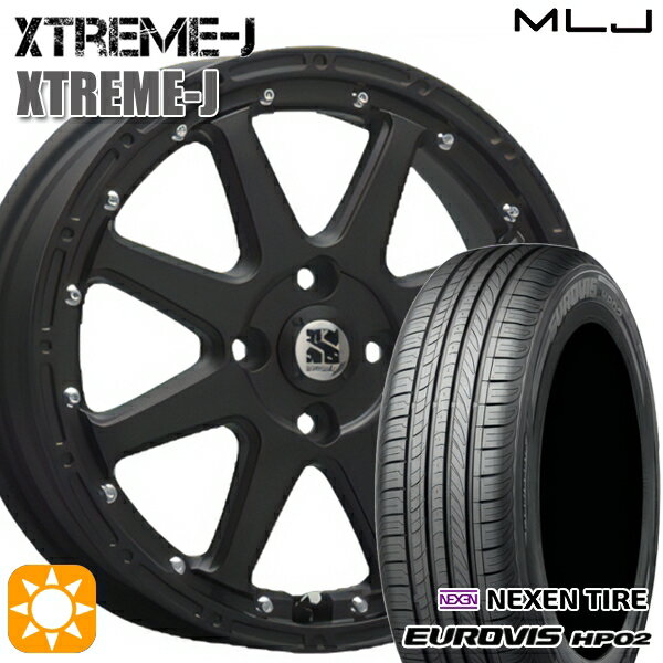 【取付対象】155/65R14 ネクセン ロードストーン ユーロビズ HP02 MLJ エクストリームJ フラットブラック 14インチ 4.5J 4H100 サマータイヤホイールセット