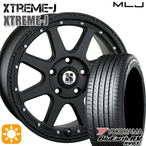 【取付対象】225/60R18 100H ヨコハマ ブルーアース RV03 MLJ エクストリームJ フラットブラック 18インチ 8.0J 5H114.3 サマータイヤホイールセット