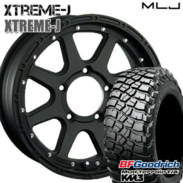 【取付対象】[5本セット]ジムニー LT225/75R16 115/112Q RBL BFグッドリッチ マッドテレーン T/A KM3 MLJ エクストリームJ フラットブラック 16インチ 5.5J 5H139.7 サマータイヤホイールセット